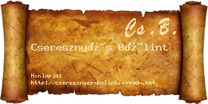 Cseresznyés Bálint névjegykártya